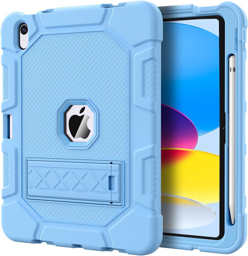 Azzsy Case for iPad (A16) 11th Generation 11 Inch 2025 / iPad 10th Generation 10.9 Inch 2022, [Built-in Pencil Holder] Heavy Duty Shockproof Rugged Protective Case, Sky Blue - Image 1